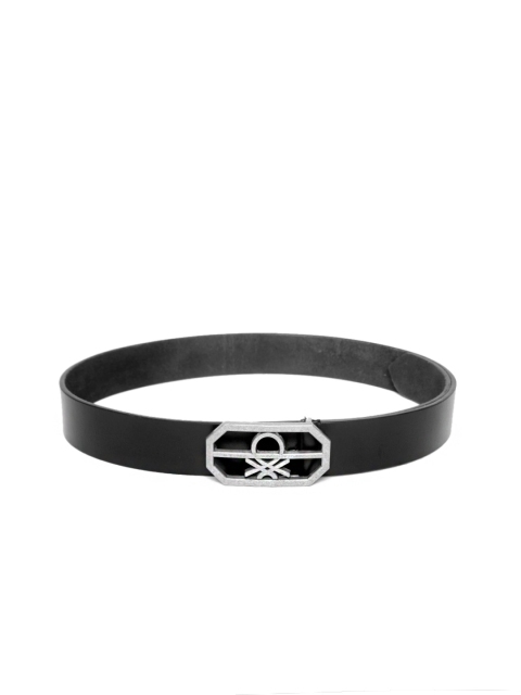 

United Colors of Benetton Men Black Solid Leather Belt