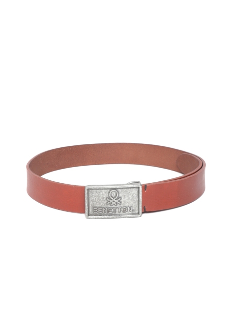 United Colors of Benetton Men Tan Brown Solid Leather Belt