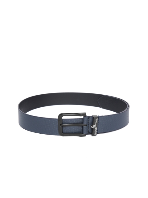 

United Colors of Benetton Men Navy Blue Textured Leather Belt