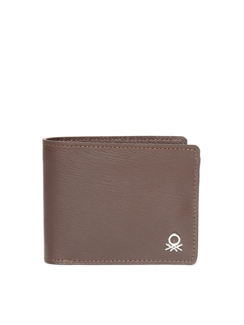 

United Colors of Benetton Men Coffee Brown Leather Two Fold Wallet