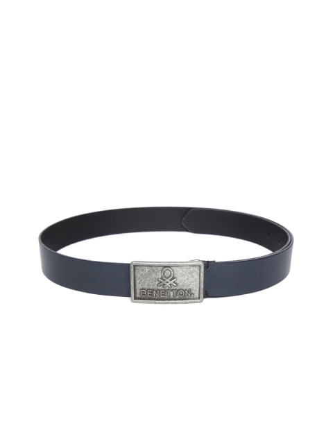 

United Colors of Benetton Men Navy Blue Textured Leather Belt