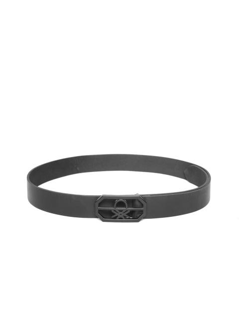 

United Colors of Benetton Men Black Solid Leather Belt