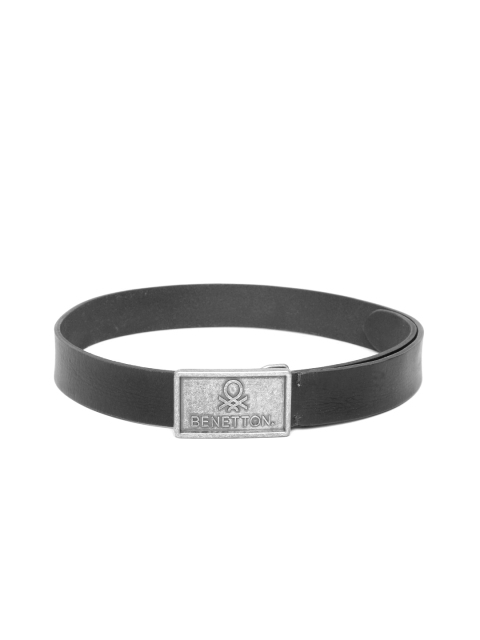 

United Colors of Benetton Men Black Solid Leather Belt