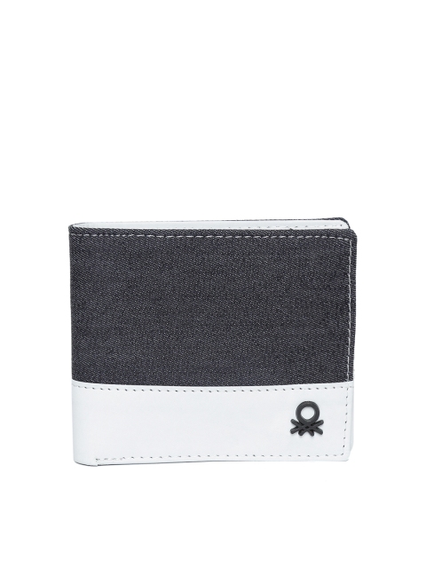 

United Colors of Benetton Men Navy Blue & Light Grey Colourblocked Two Fold Wallet