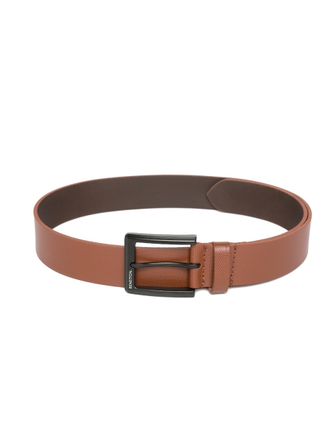 

United Colors of Benetton Men Brown Leather Textured Belt