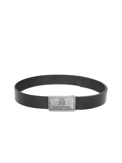 

United Colors of Benetton Men Black Solid Leather Belt
