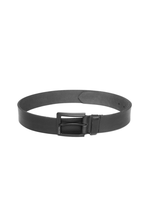 

United Colors of Benetton Men Black Solid Leather Belt