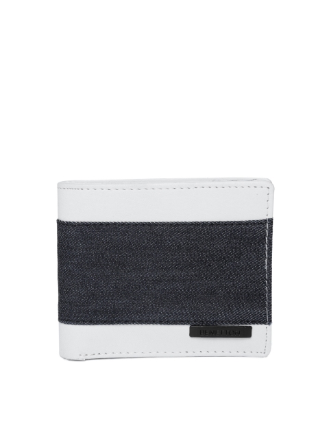 

United Colors of Benetton Men Navy Blue & Light Grey Colourblocked Two Fold Wallet