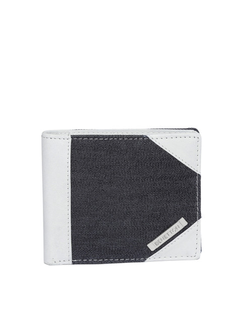 

United Colors of Benetton Men Navy Blue & Light Grey Colourblocked Two Fold Wallet