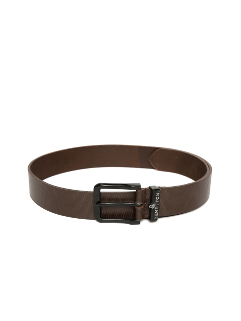 

United Colors of Benetton Men Coffee Brown Leather Textured Belt