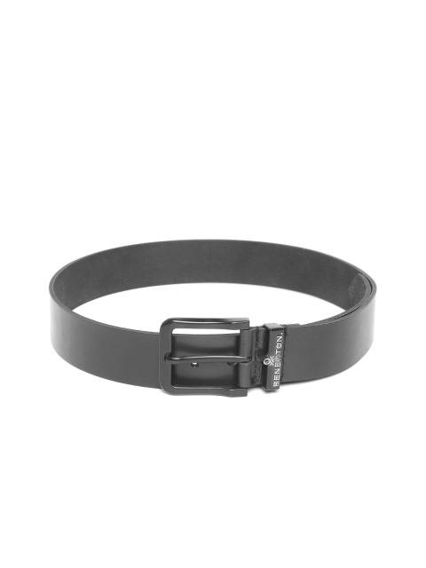 

United Colors of Benetton Men Black Solid Leather Belt