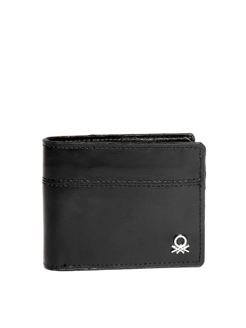

United Colors of Benetton Men Black Leather Two Fold Wallet