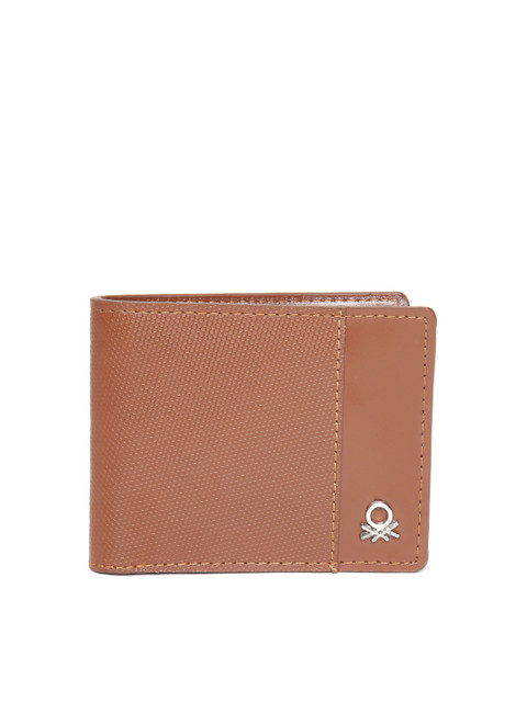 

United Colors of Benetton Men Brown Leather Textured Two Fold Wallet
