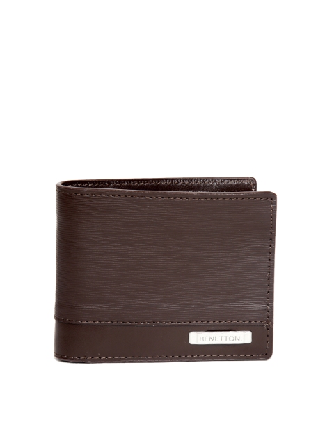 

United Colors of Benetton Men Coffee Brown Leather Textured Two Fold Wallet