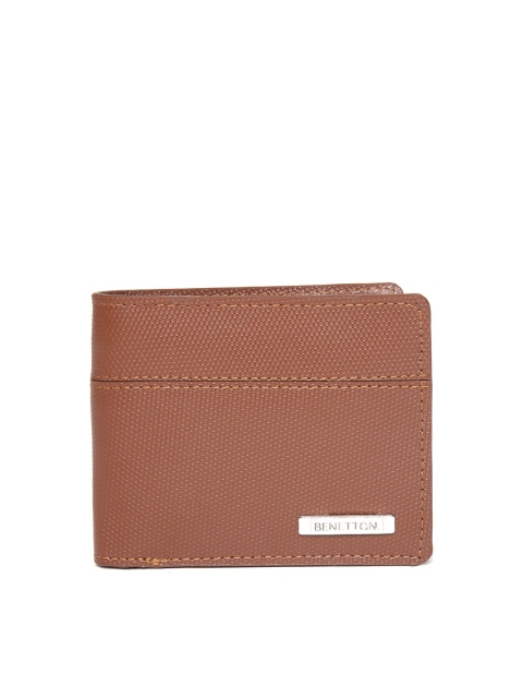

United Colors of Benetton Men Brown Leather Textured Two Fold Wallet