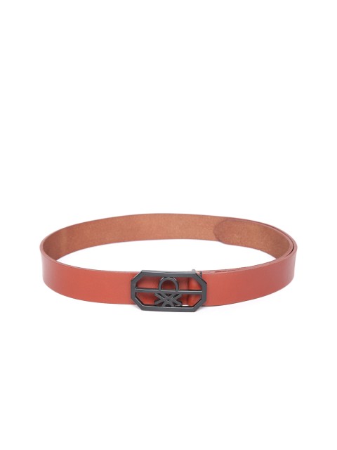 

United Colors of Benetton Men Tan Brown Solid Leather Belt