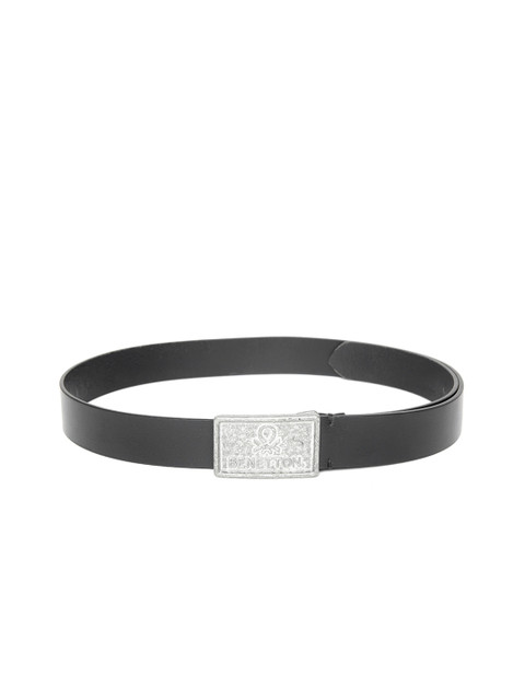 

United Colors of Benetton Men Black Solid Leather Belt