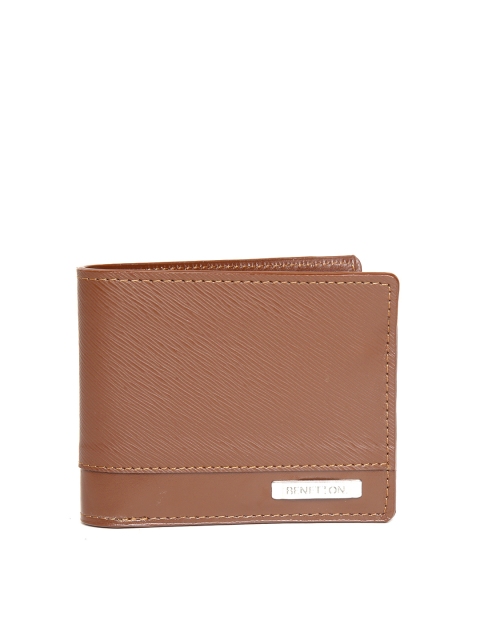 

United Colors of Benetton Men Brown Textured Leather Two Fold Wallet