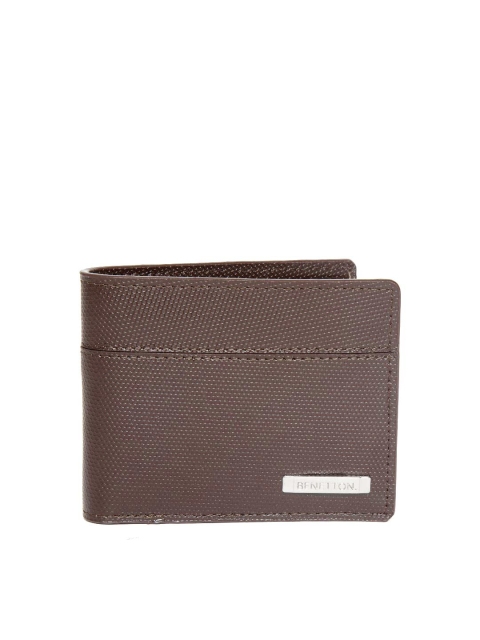 

United Colors of Benetton Men Coffee Brown Textured Leather Two Fold Wallet