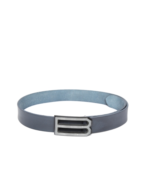 

United Colors of Benetton Men Navy Blue Solid Leather Belt