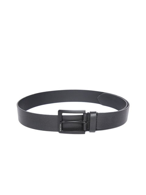 

United Colors of Benetton Men Black Leather Textured Belt