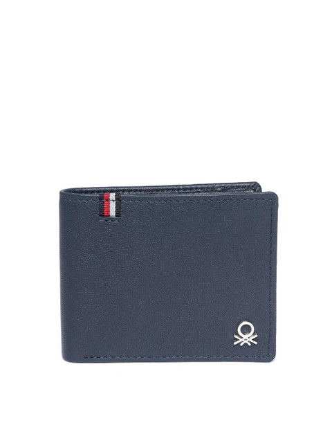 

United Colors of Benetton Men Navy Blue Leather Wallet