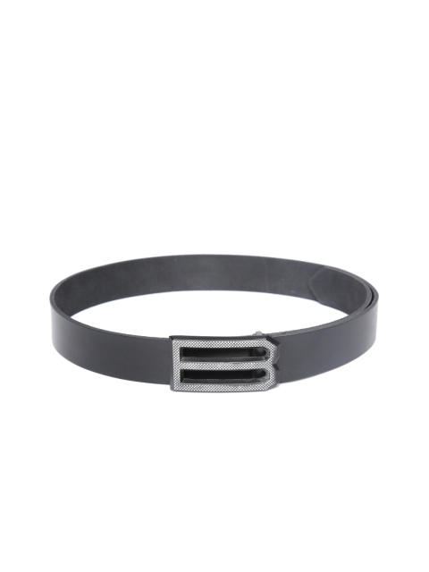 

United Colors of Benetton Men Black Solid Leather Belt
