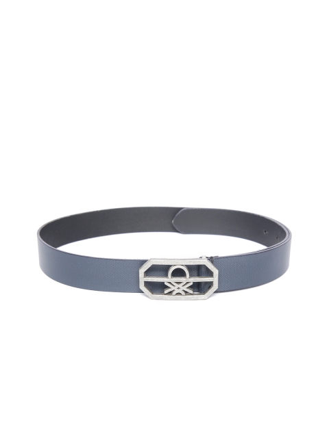 

United Colors of Benetton Men Navy Blue Textured Leather Belt