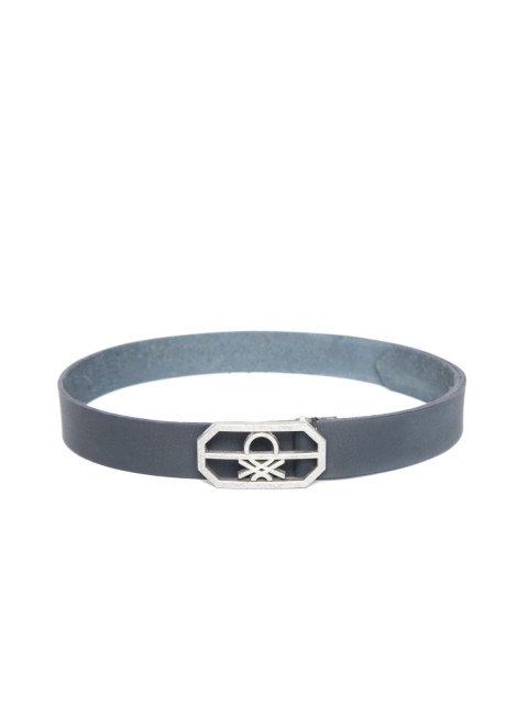 

United Colors of Benetton Men Navy Blue Solid Leather Belt