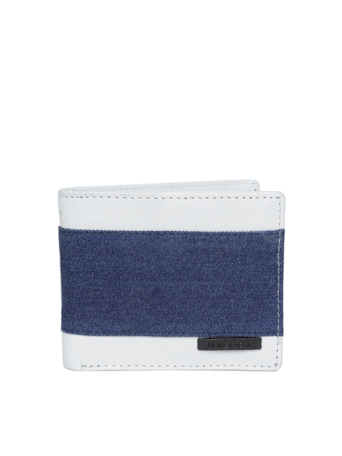 

United Colors of Benetton Men Navy Blue & Off-White Colourblocked Wallet