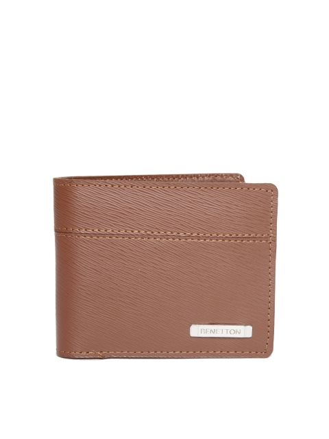 

United Colors of Benetton Men Brown Textured Leather Two Fold Wallet