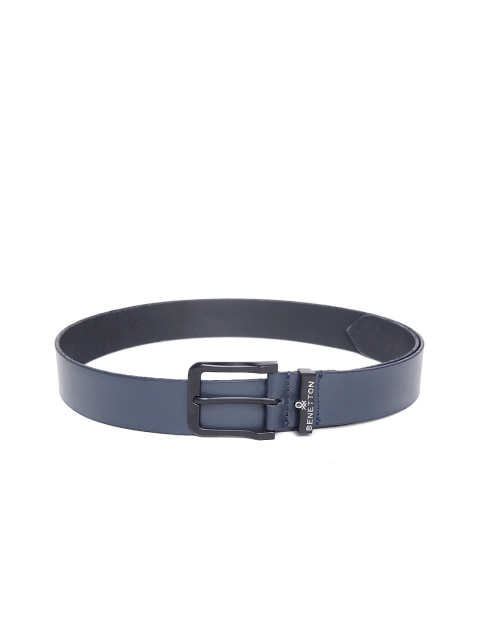 

United Colors of Benetton Men Navy Blue Textured Leather Belt