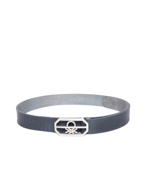 

United Colors of Benetton Men Navy Blue Solid Leather Belt