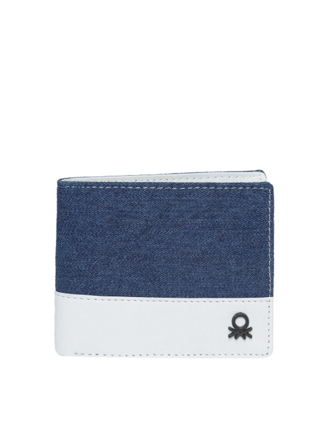 

United Colors of Benetton Men Navy Blue & Off-White Colourblocked Wallet