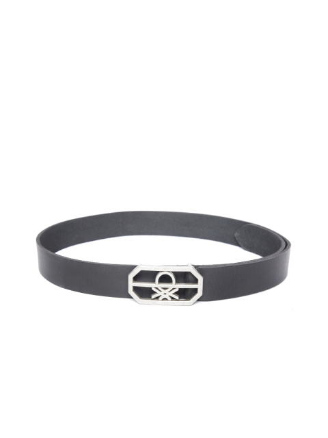 

United Colors of Benetton Men Black Solid Leather Belt