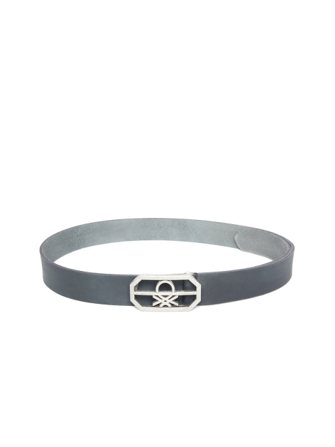 

United Colors of Benetton Men Navy Blue Solid Leather Belt