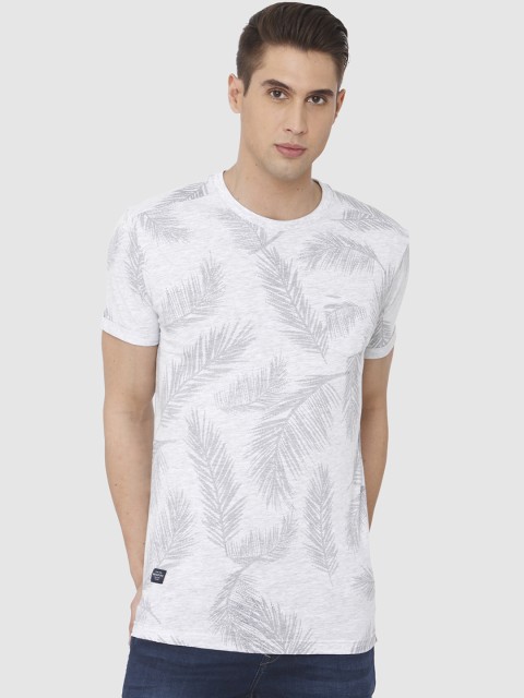

Mufti Men White Printed Round Neck Slim Fit T-shirt