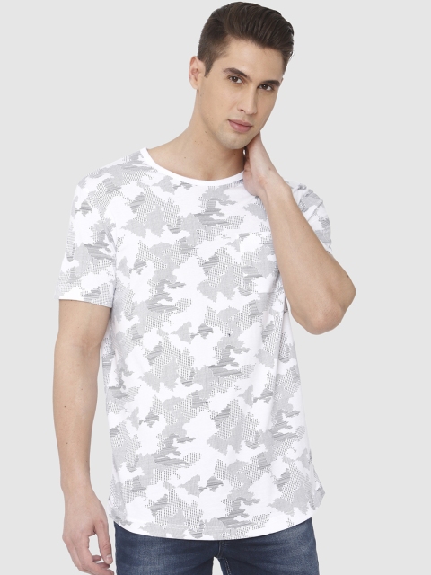 

Mufti Men White Printed Round Neck Slim Fit T-shirt