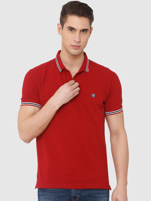 

Mufti Men Red Printed Polo Collar T-shirt