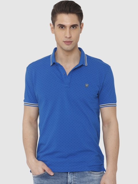 

Mufti Men Blue Printed Polo Collar Slim Fit T-shirt