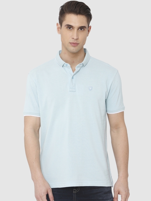 

Mufti Men Turquoise Blue Solid Polo Collar Slim Fit T-shirt
