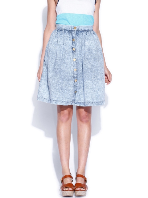 

Tokyo Talkies Blue Washed A-Line Skirt