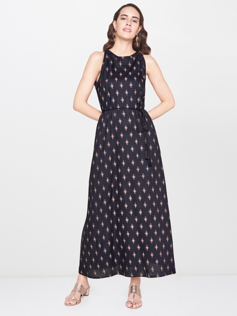 

Global Desi Women Black Printed Maxi