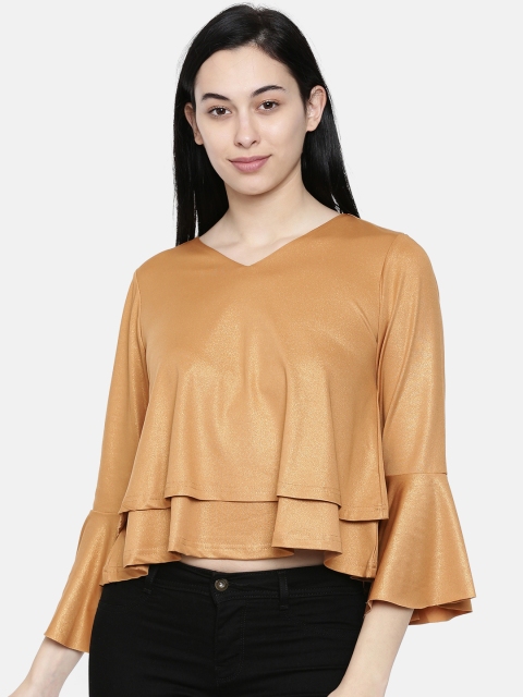 

Global Desi Women Gold-Toned Solid A-Line Top