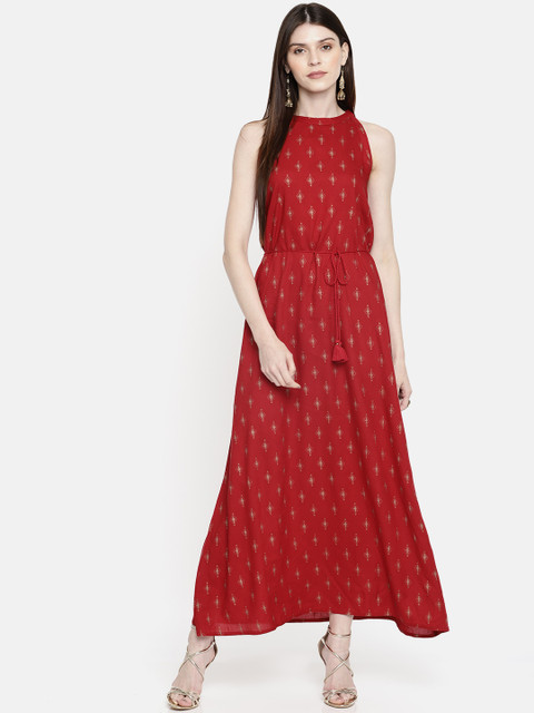 

Global Desi Women Red & Red Maxi Dress
