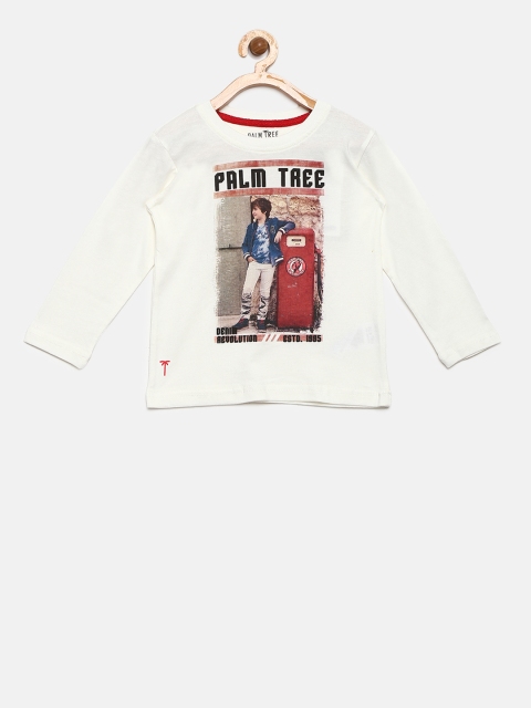 

Palm Tree Boys White Printed Round Neck T-shirt