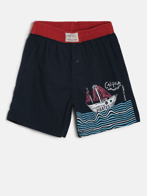 

Gini and Jony Boys Navy Blue Printed Regular Fit Regular Shorts