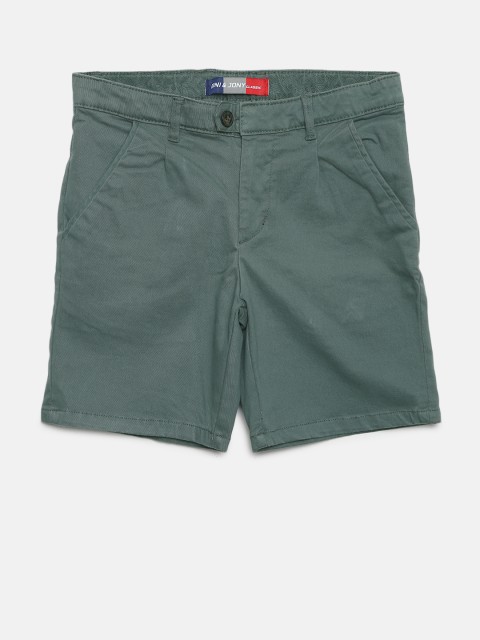 

Gini and Jony Boys Olive Green Solid Regular Fit Shorts