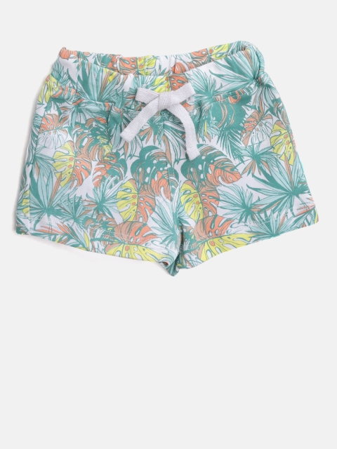 

Gini and Jony Boys White & Green Printed Regular Fit Regular Shorts