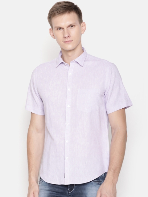 

Linen Club Men Purple Linen Regular Fit Solid Casual Shirt